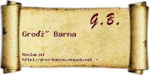 Groó Barna névjegykártya